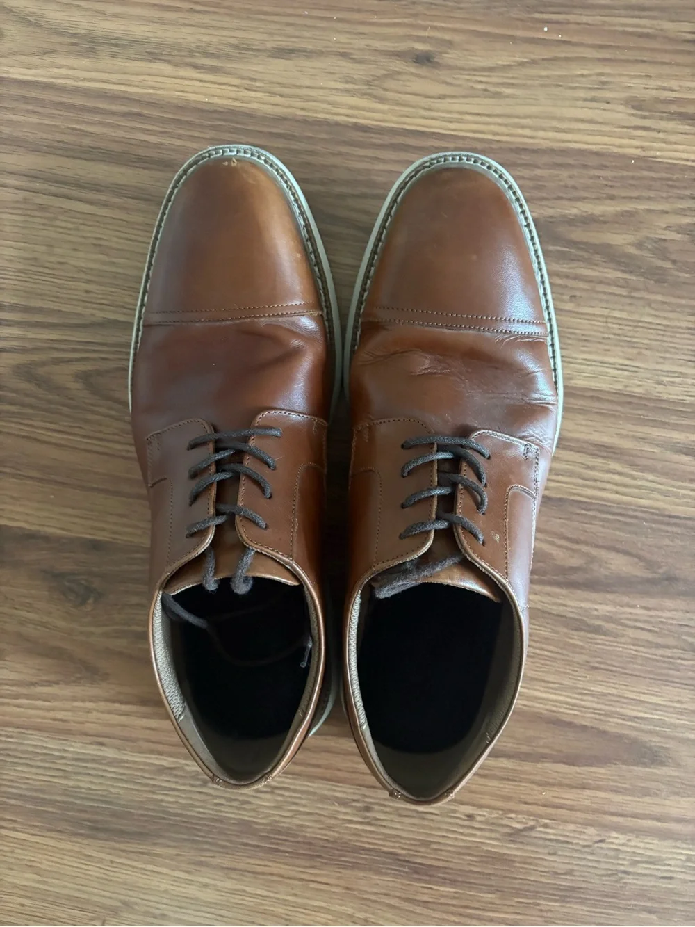 Men's Alfani Brown Leather Derby Shoes - Classic Casual Dress, size 12